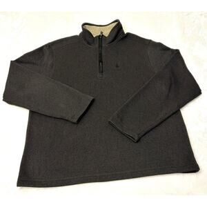 GH BASS & CO Sweater Men's 1/4-Zip Brown Mock Neck Lg. Mid-Weight Knit PULLOVER